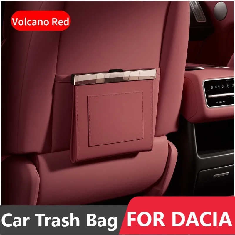 Car Trash Bag for Dacia Sandero‌ Duster Jogger Lodgy‌ Bigster Seat Back Car Garbage Bin Leather Magnet Closure Design Waterproof