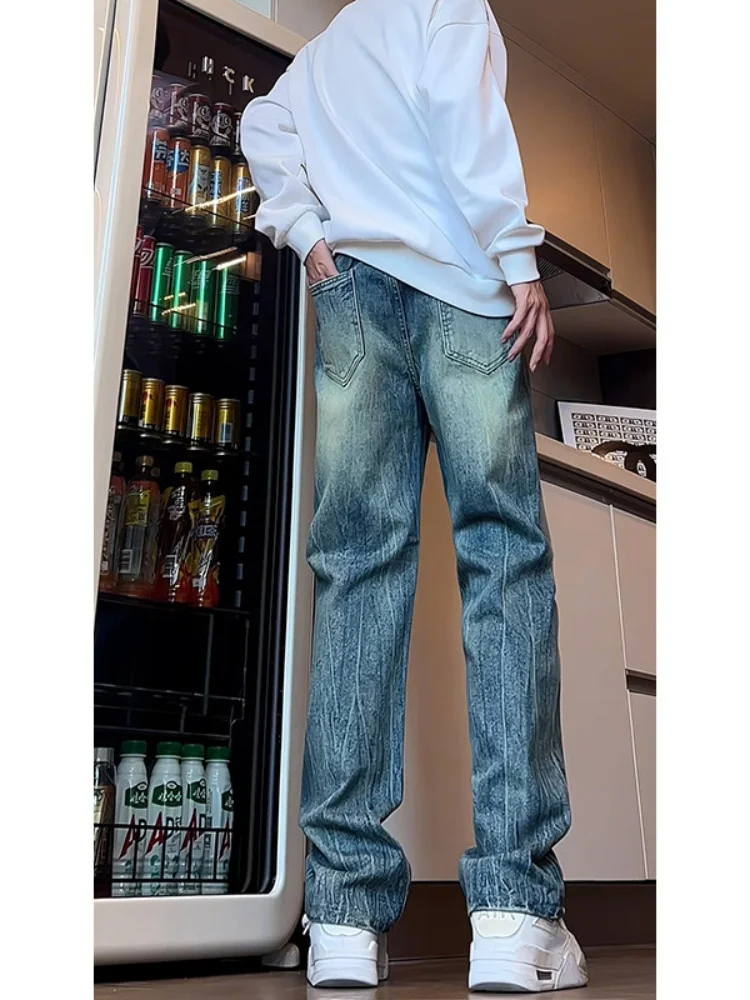 

Waed Vintage Men's Jeans Loose Straight Leg Long Trousers Spring Autumn Trendy Brand Retro High Street American Sle