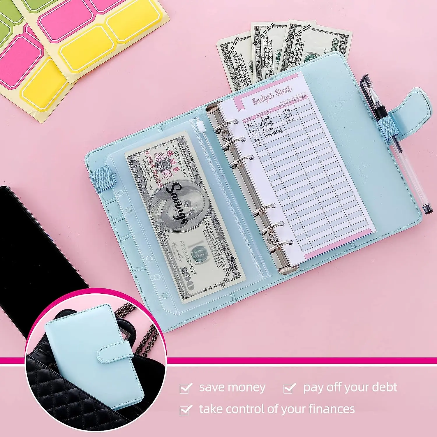 Free shipping New Macaroon A6 PU Notebook Diary Agenda Planning Paper Cover Creative Cash Budget Financial Planning Manual