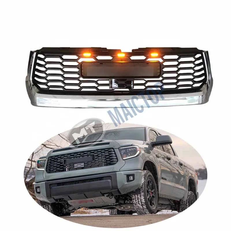 

Modification Maictop Car Accessories Chrome Front Bumper Grille Grill for tundra 2014 - 2021 4x4 Facelift Upgrade 2022 Style