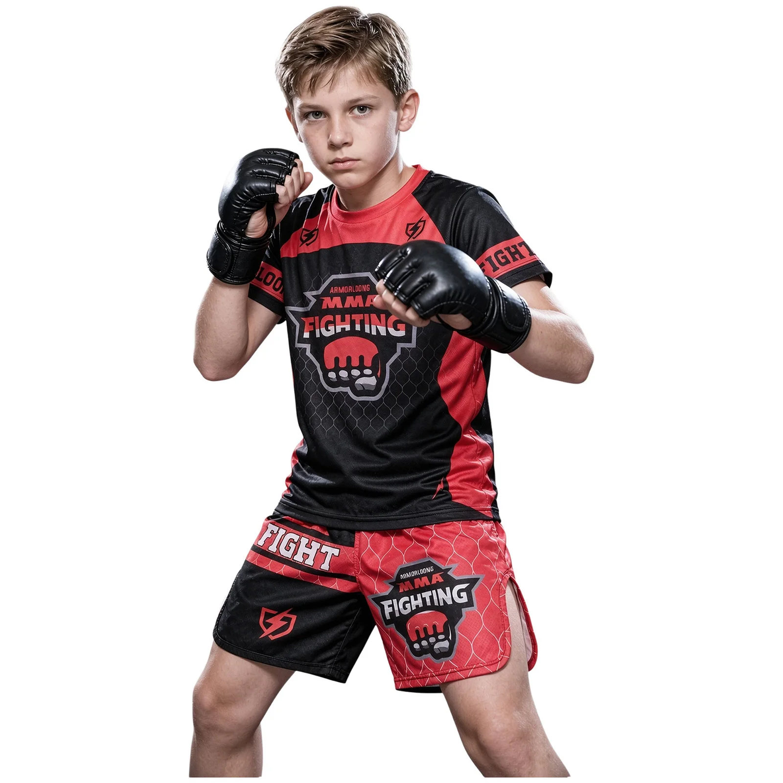 Jugend-MMA-Trainingsset für Jungen und Mädchen, Box-Outfit, Rashguard, Shorts mit seitlichen Schlitzen, Kinder-Kickbox- und Muay-Thai-Sportbekleidung – Detail 7
