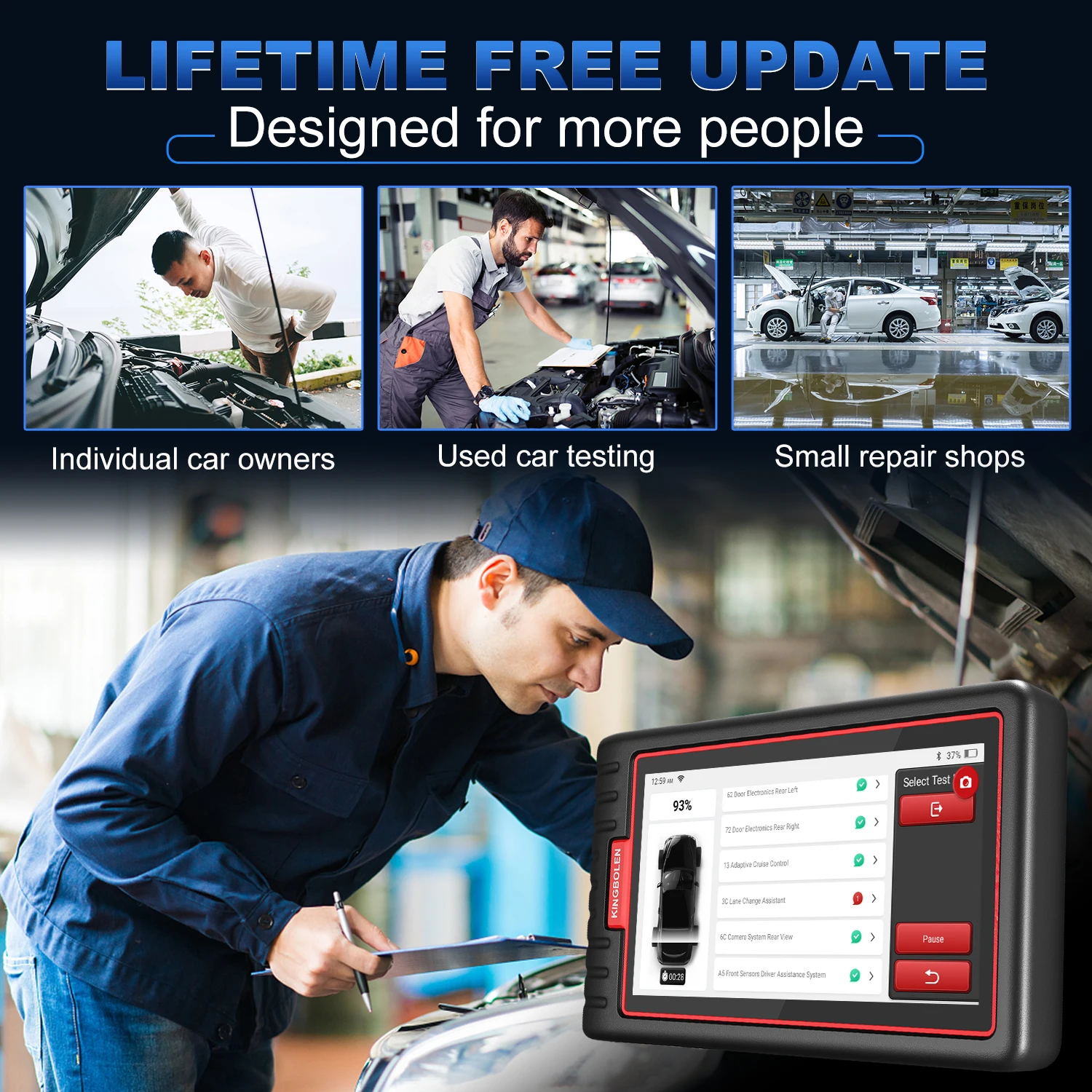 Image 7: Mises à jour gratuites à vie - Dernière version KINGBOLEN S6 CAN FD - Outil de diagnostic automobile tous systèmes (français) - Scanner OBD - Bluetooth - 28 réinitialisations - Auto VIN