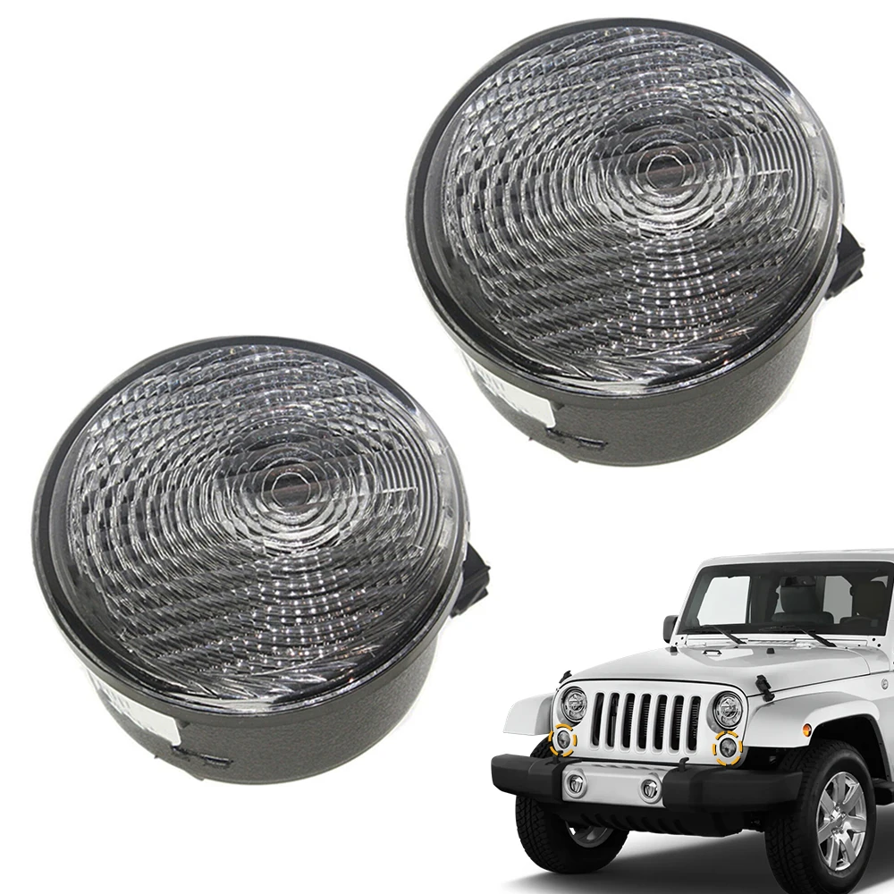 

2pcs Side Marker Light Amber Side Marker Light with Clear Lens 68200290AA 68200291AA for Jeep Wrangler JK 2007-2018