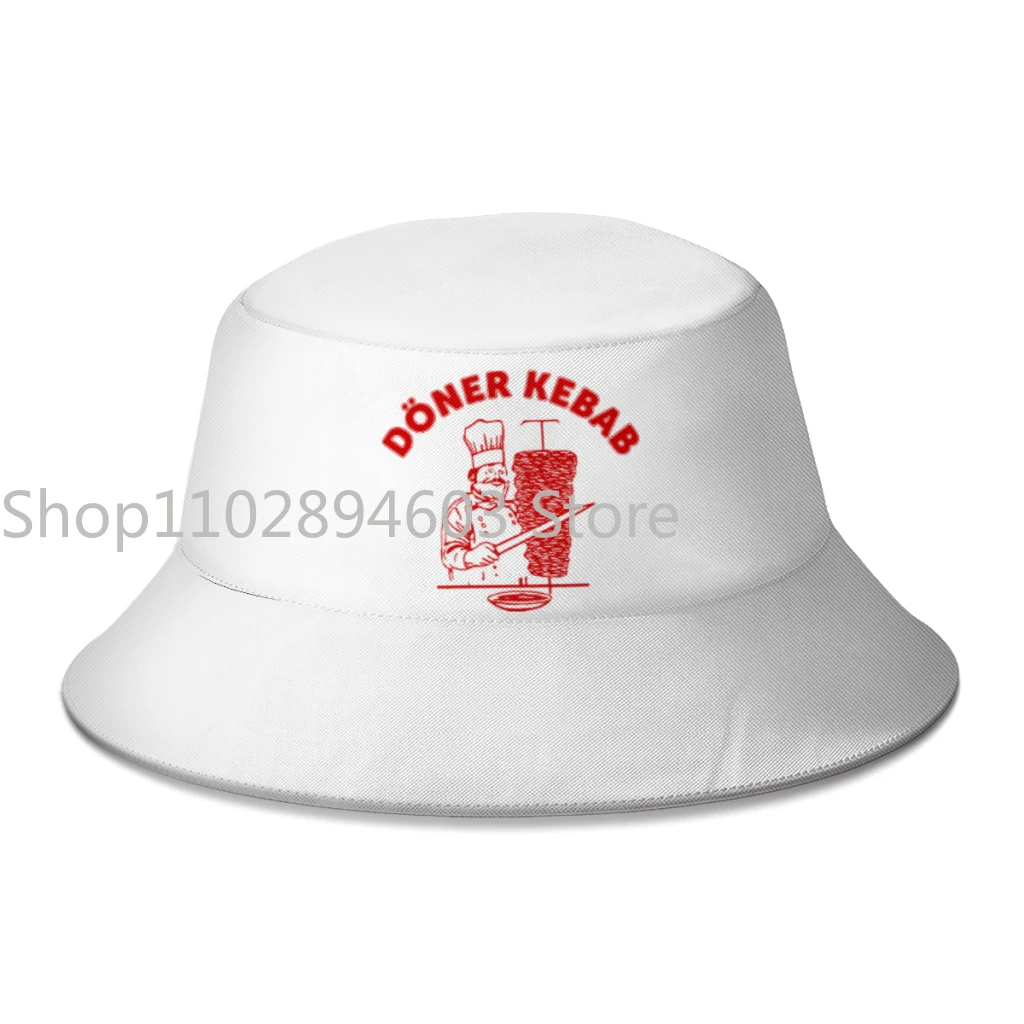 

2024 New Summer Doner Kebab Fashion Print Bucket Hats for Women Men Streetwear Foldable Bob Fishing Hats Panama Gorros