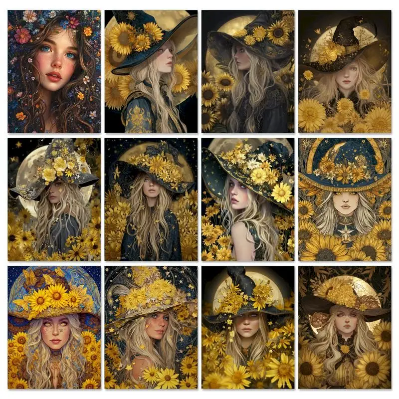 

GATYZTORY Oil Painting By Number Wall Art DIY Frame Picture By Numbers Daisy Girl Acrylic Canvas Painting Artwork Home Decoratio