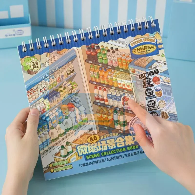 Miniature Scene Sticker Book – 10 Simulated Shop Themes with Non-Bleed Ink, Perfect for DIY Craft & Creative Play Activities