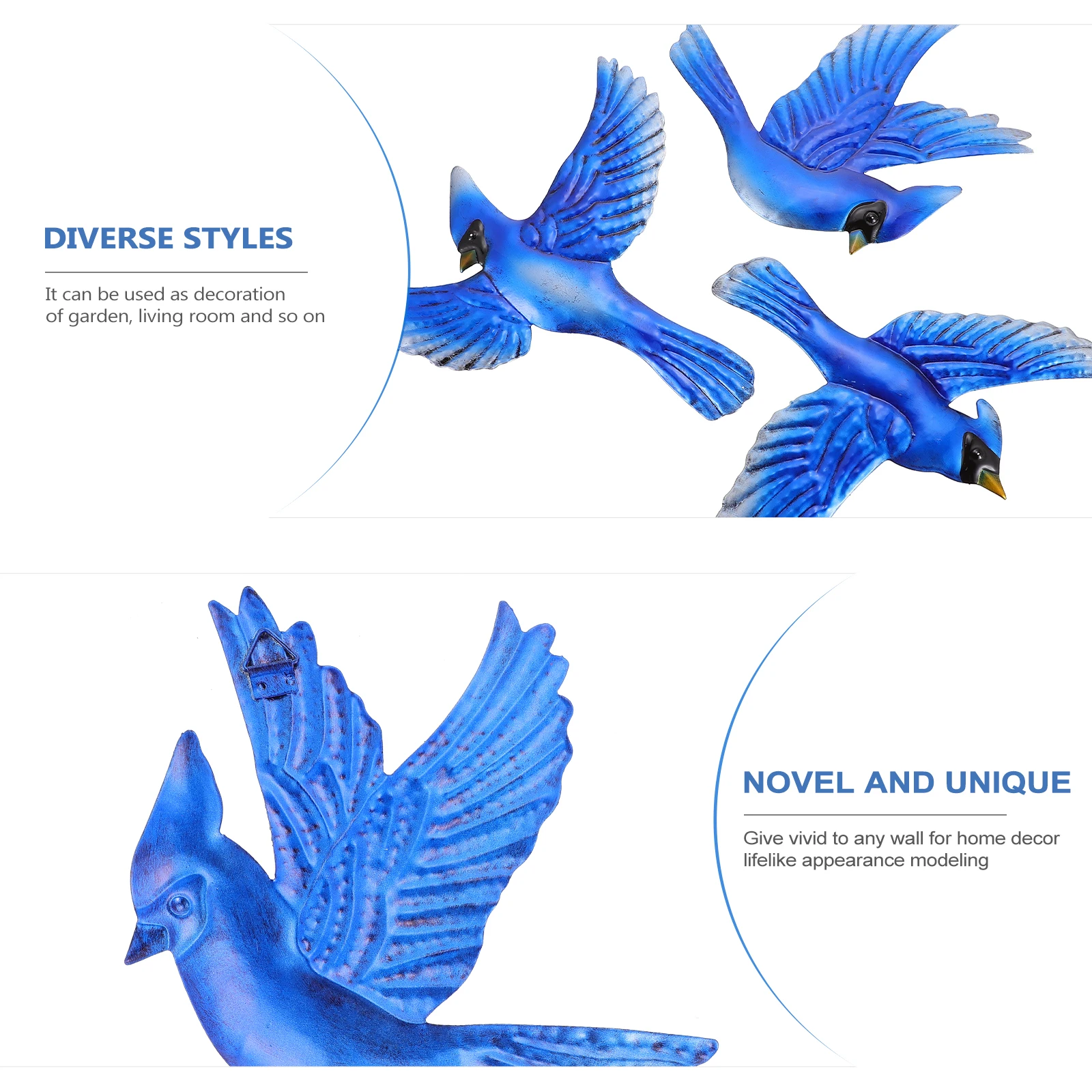 

3pcs Birds Wall Adornment Iron Artware Hanging Decor Home Ornaments Pendant Wrought Simple Hangers Vintage Household