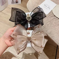 Korean Lace Bow Hair Clips for Women Girla Spring Clip Rhinestone Hairpin Fashion Headpiece Hair Accessories Headwear