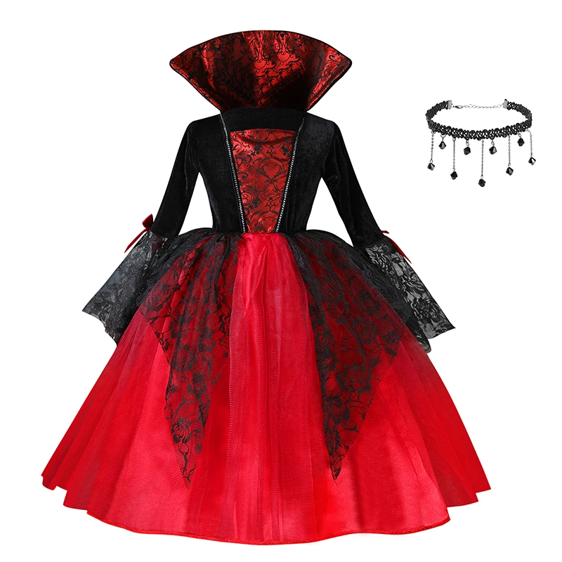 Halloween meisje cosplay vampier jurk voor kinderen spook bruid vampier kostuum vampiran carnaval feestoutfits Scarlet gotische kleding