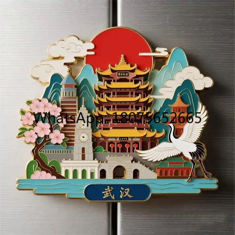 New refrigerator magnets - wuhan yangtze river bridge metal magnetic travel souvenirs