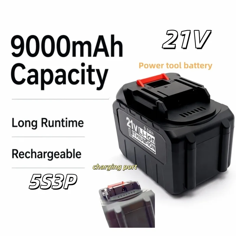 

21Vo9000mAh 5S3P 18650 Rechargeable Lithium Battery High Current Output Replacement Power Battery For Electric Drill Screwdriver