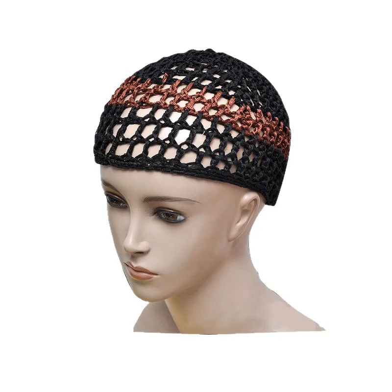 Cappello musulmano Cappelli da donna fatti a mano africani a linea cava Cappelli da preghiera colorati da donna a tesa piatta