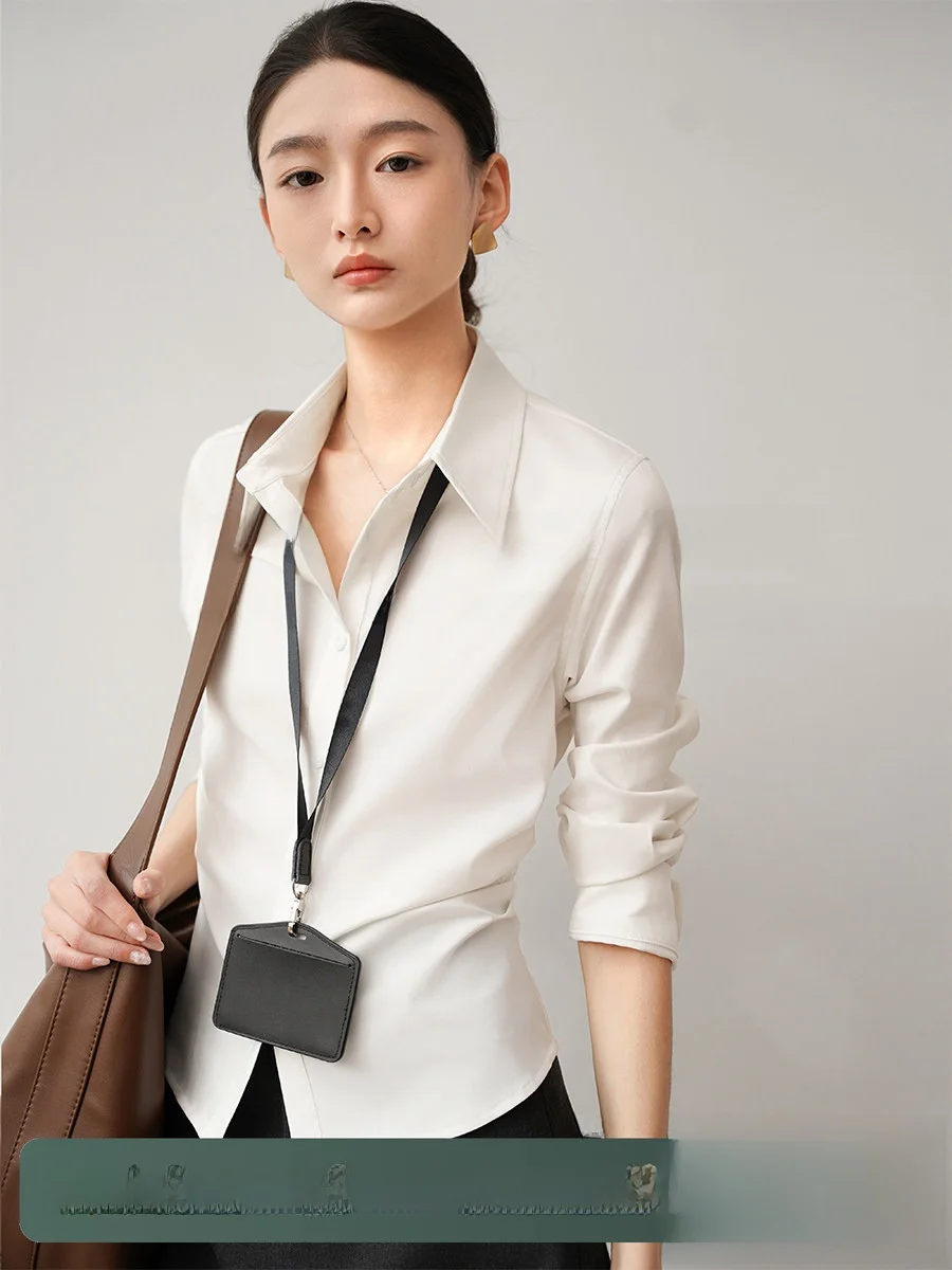 

Белая женская приталенная блузка Achu Curve с завышенной талией для офиса и повседневной носки, модная деловая повседневная одежда