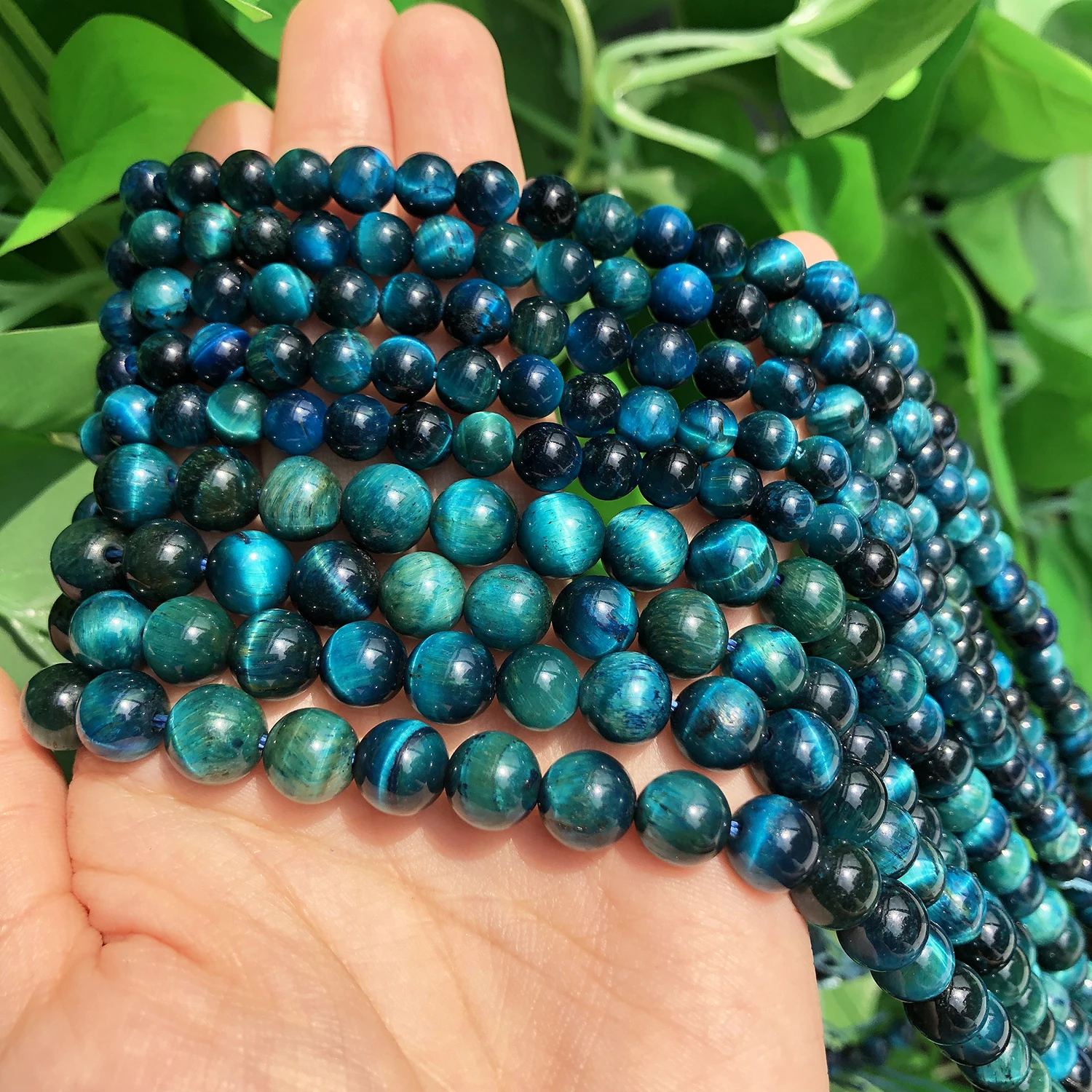 AAAAA Quality Natural Stone Blue Tiger Eye Beads Round Loose Beads for Jewelry Making DIY Charm Bracelet 15\