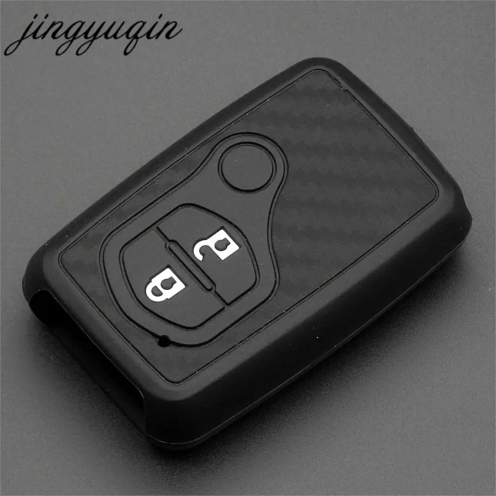 jingyuqin Carbon Silicone Car Key Case Cover For Toyota Land Cruiser Prado 150 Camry Prius Crown For Subaru Foreste Outback XV