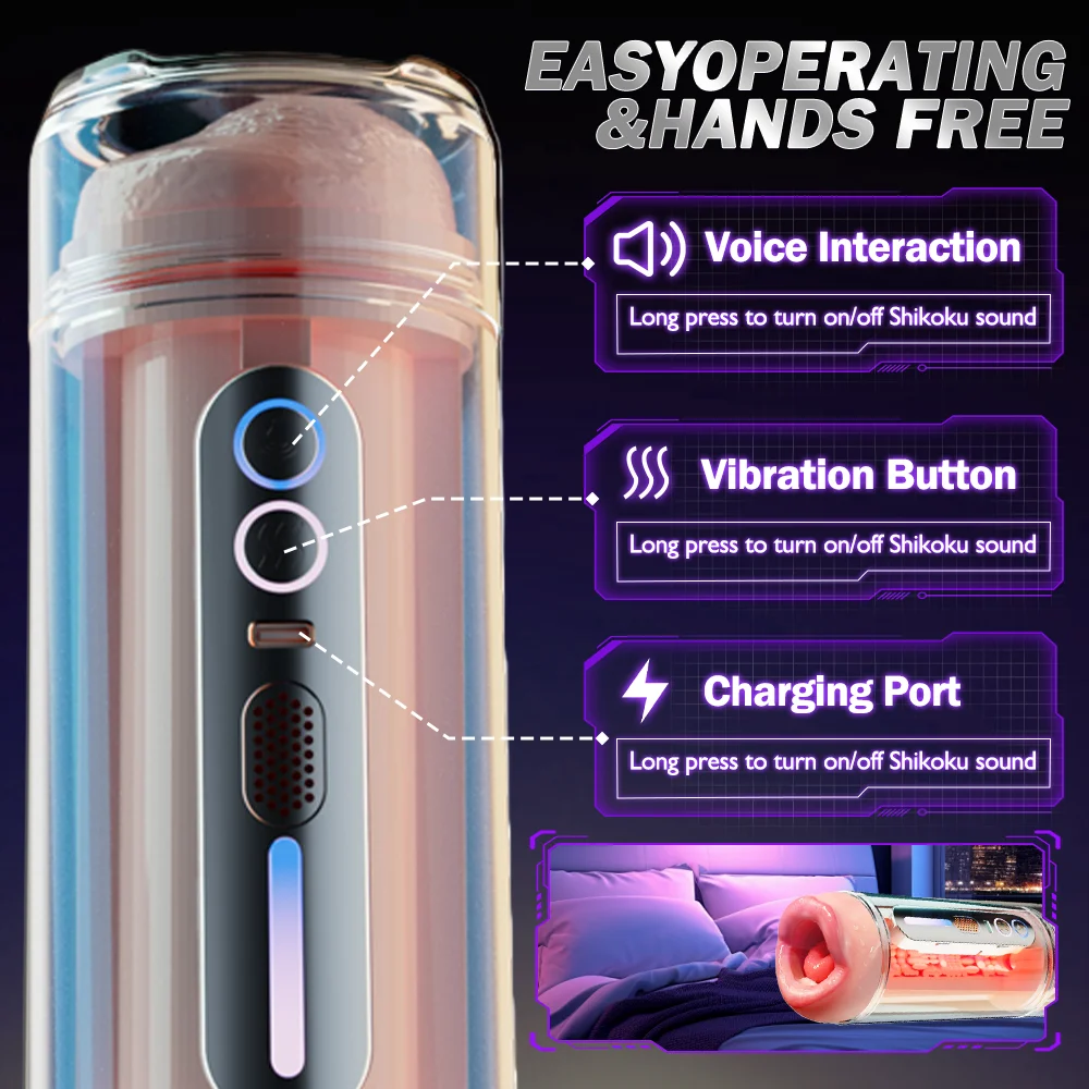 Blowjob Pocket Pussy Automatic Male Masturbator Mouth Vagina Double-Headed Penetration Channel Vibrating Moaning Sex Toy - Image 6