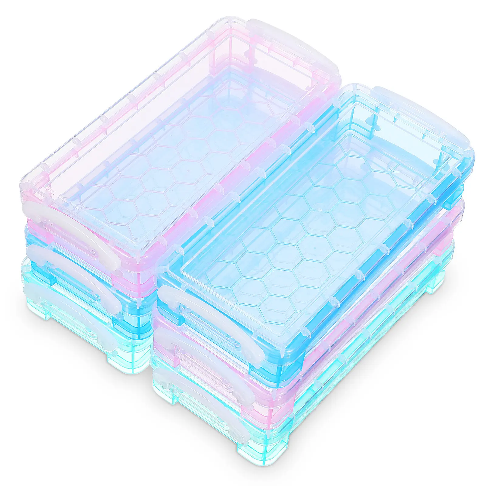 6Pcs Transparent Pencil Case Large Capacity Plastic Pen Container Marker Storage Organizer for Students Artists Paint Brush