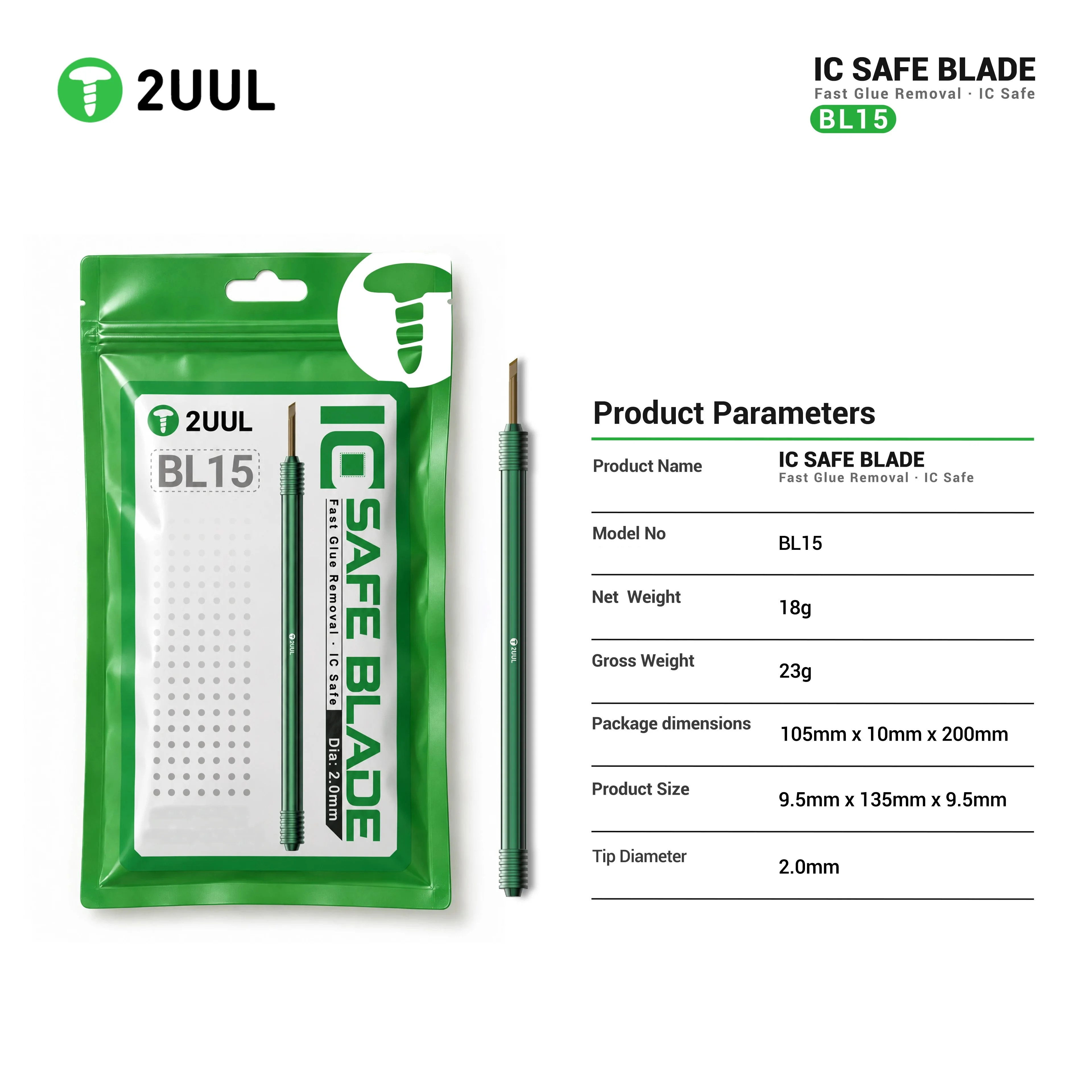 2UUL BL15 Chip Glue Revomal Blade Set For CPU IC BGA Chip Mobile Phone Repair Rework Tool