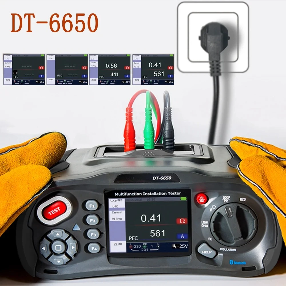 

Многофункциональный тестер установки с 3,5-дюймовым цветным TFT-дисплеем, набором тестеров напряжения, сопротивления, циклического импеданса, RCD, PFG, PSC