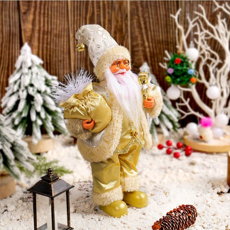 Santa Claus Figurine Doll Children Xmas Gift Christmas Tree Decorations 2024 Navidad Home Party Supplies Figure Xmas Ornaments