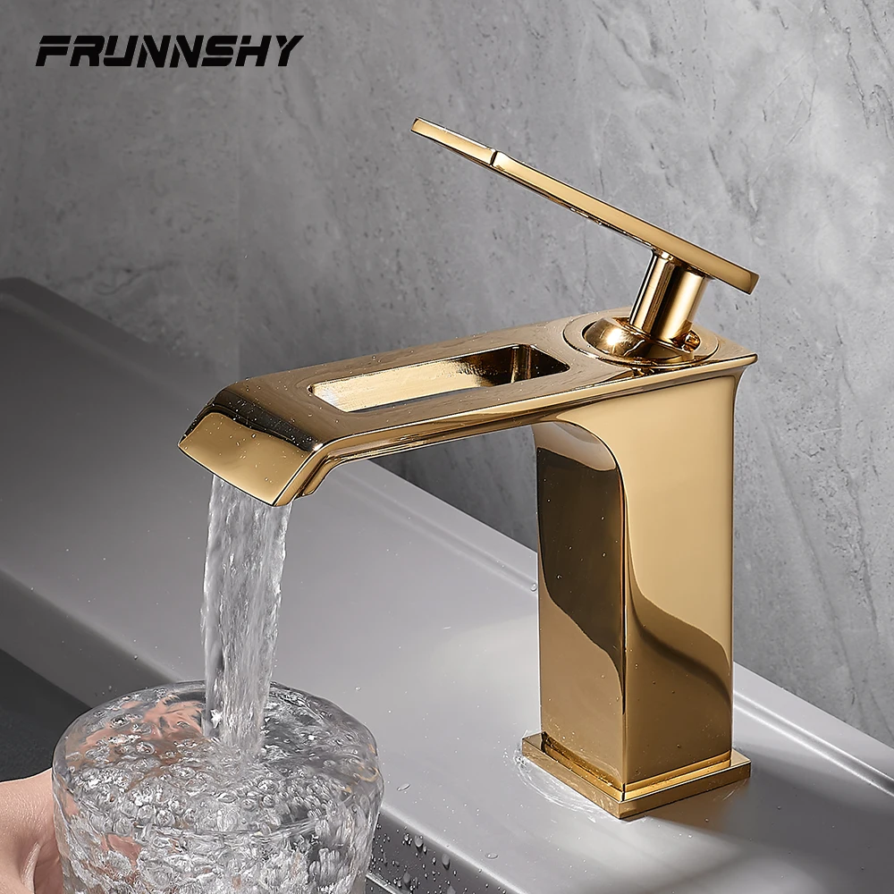 

Basin Faucet Bathroom Mixer Black Waterfall Faucet Hot Cold Wash Basin Mixer Taps Modern Bathroom Lavatory Sink Tap FR620