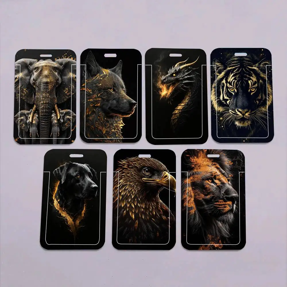 Black Gold Animals Black Lanyard Card Holders Student Meal Cards And Campus Ids School