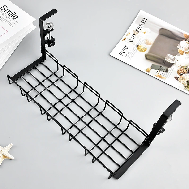 Under the Table Storage Rack Wire Socket Storage Slot Office Desk Low Storage Shelf Rack No Punching Home Kitchen Organizer