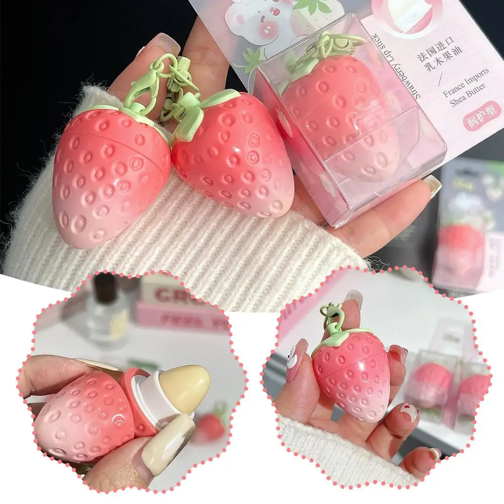 

Strawberry Keychain Temperature Color Changing Lipstick Cute Long Balm Gloss Pink Makeup Lip Lasting Lip Lipstick Natural T J9S3