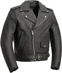 First Mfg Co - SuperStar - Men's Motorcycle Biker Riding Black Leather Jacket