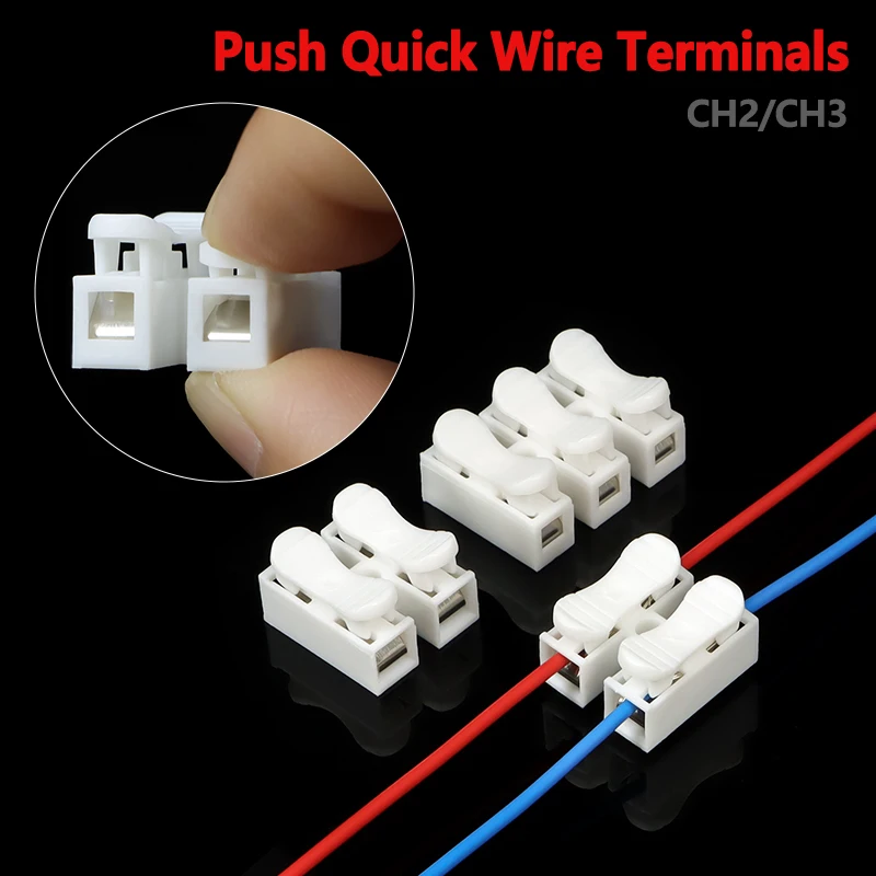 10/50pcs CH2/CH3 Press Type Wire Splice Clip Flame Retardant No Stripping Quick Connect Terminal for Light Wire Docking