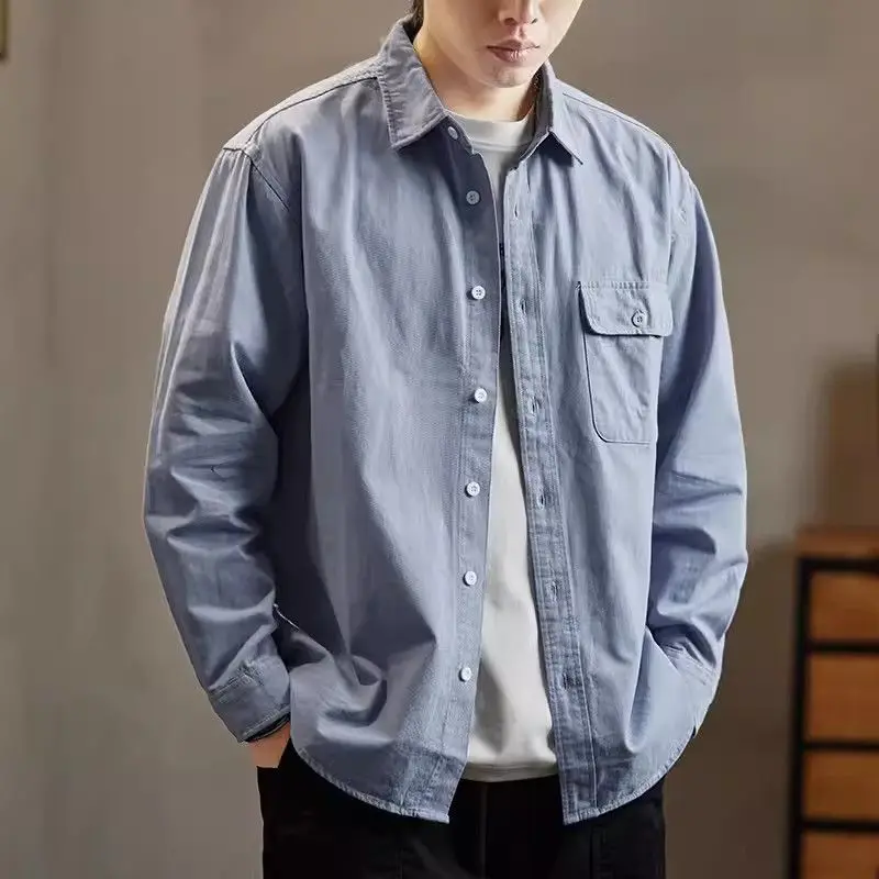 

Мужская повседневная однотонная куртка-бомбер с воротником, осенняя, модная, свободного кроя, из полиэстера, не требующая глажки