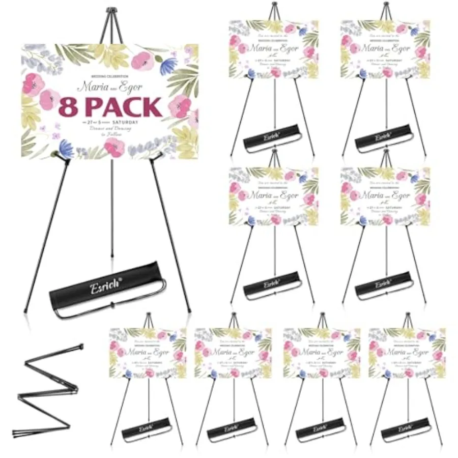 

8 Pack Easel Stand for Sign 63" Easels for Display Lightwght Metal Easels for Signs Wedding Logos Arts Painting Adjustable Ease