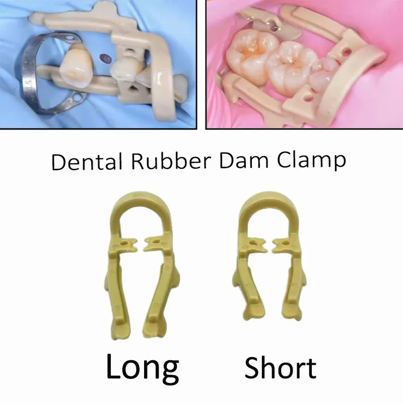 2pcs/1Set Dental Resin Rubber Barrier Clip Dental Distal Extension Premolar Rubber Dental Dam Clamp Dentistry Tools Long/Short