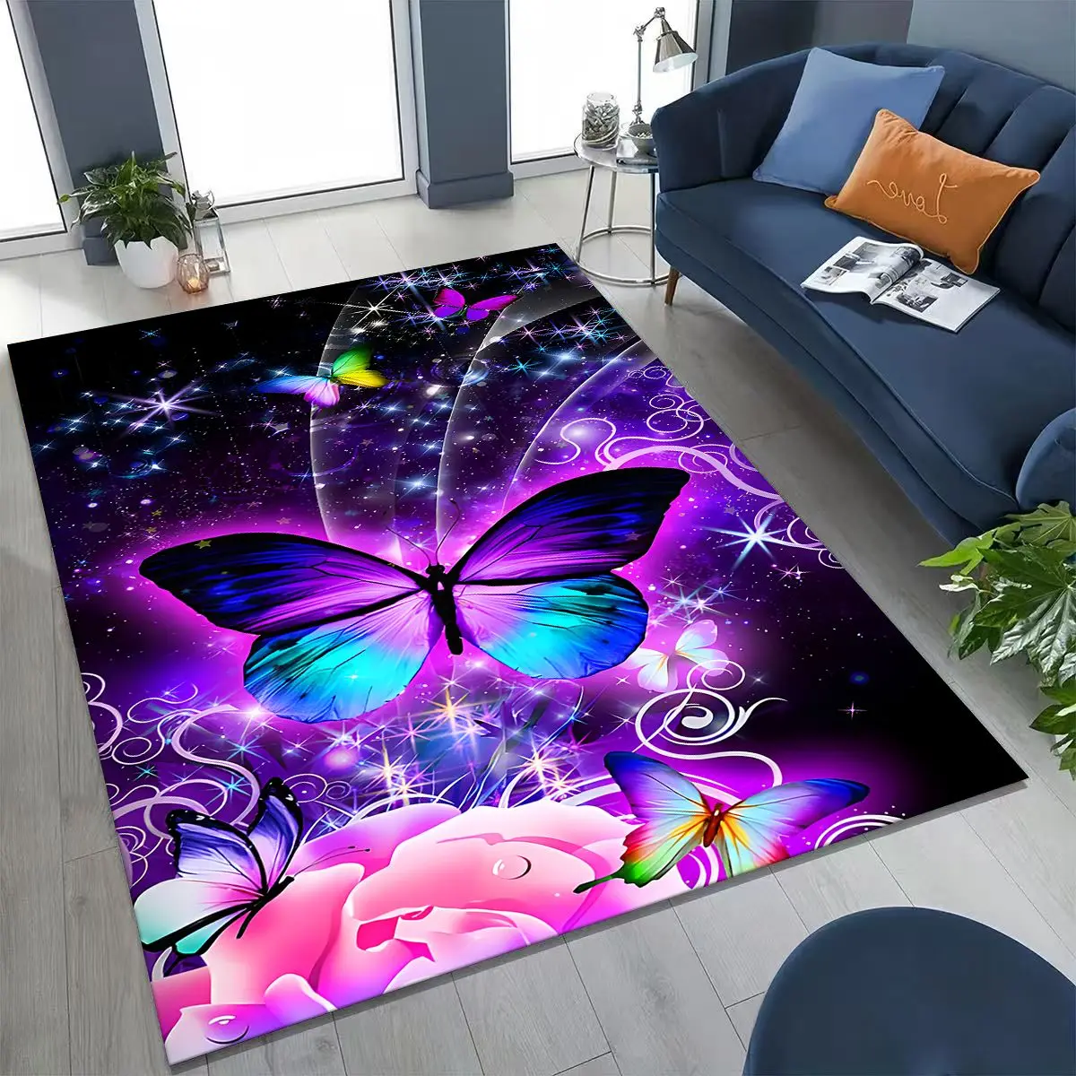 

27 Style Dream Butterfly Flower Cartoon Rug Carpet for Bedroom Living Room Sofa Home Doormat Decor,Kids Play Non-slip Floor Mat