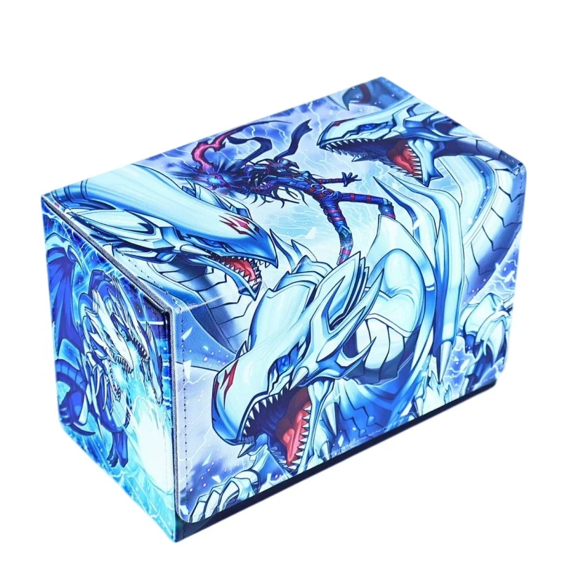 Yu-Gi-Oh！Blue Eyes White Dragon&Seto Kaiba Large Capacity Card Box Double Layer Magnetic Dice Game Card Integrated Storage Box
