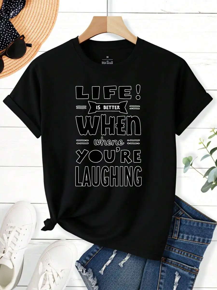 

Graphic Print T-Shirt Short Sleeve Crew Neck Casual Top For Women Summer Spring