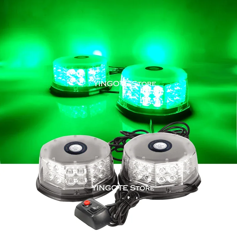 GREEN engineering vehicle TRUCKS Trailer Magnet 32LED Beacon Flashing Strobe Warning roof light Emergency Strobe Light 12-24V