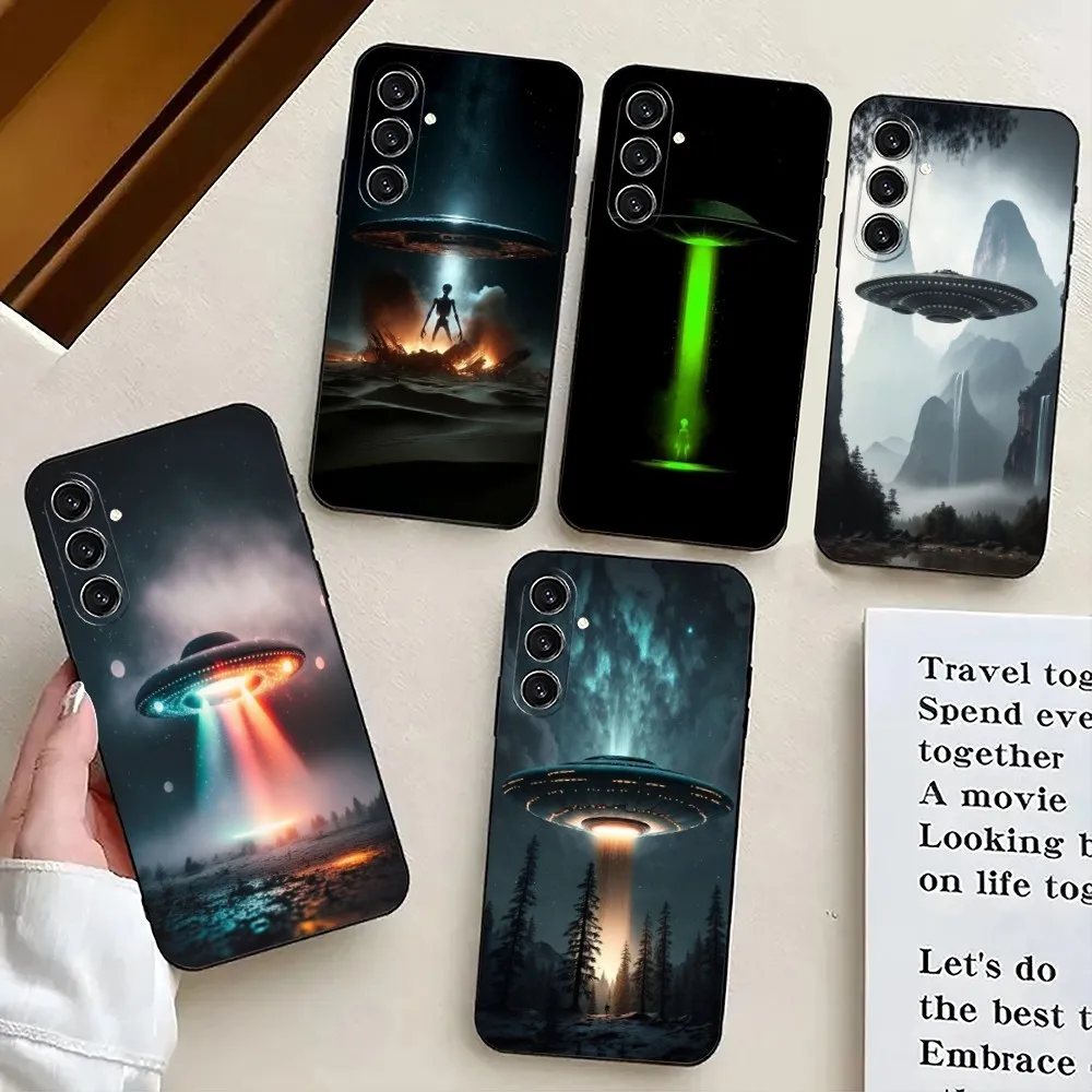 Alien Martian UFO  Phone Case For Samsung S24,21,22,23,30,Ultra,S20,Plus,Fe,Lite,Note,10,9,5G Black Soft Cover