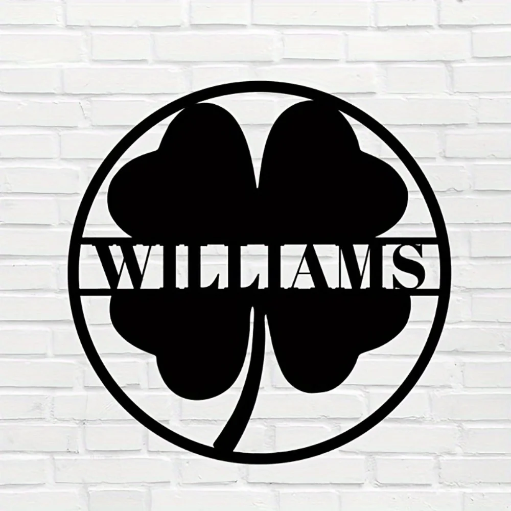 

Custom Personalized Shamrock Themed Family Name Metal Wall Art Durable Iron Sign for Indoor Outdoor Vintage Style Decor