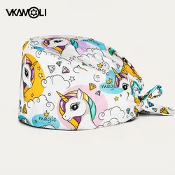Wholesale of various cute animal printed surgical hats, pediatrics, dentists, and pet stores vet nursing Scrub Cap