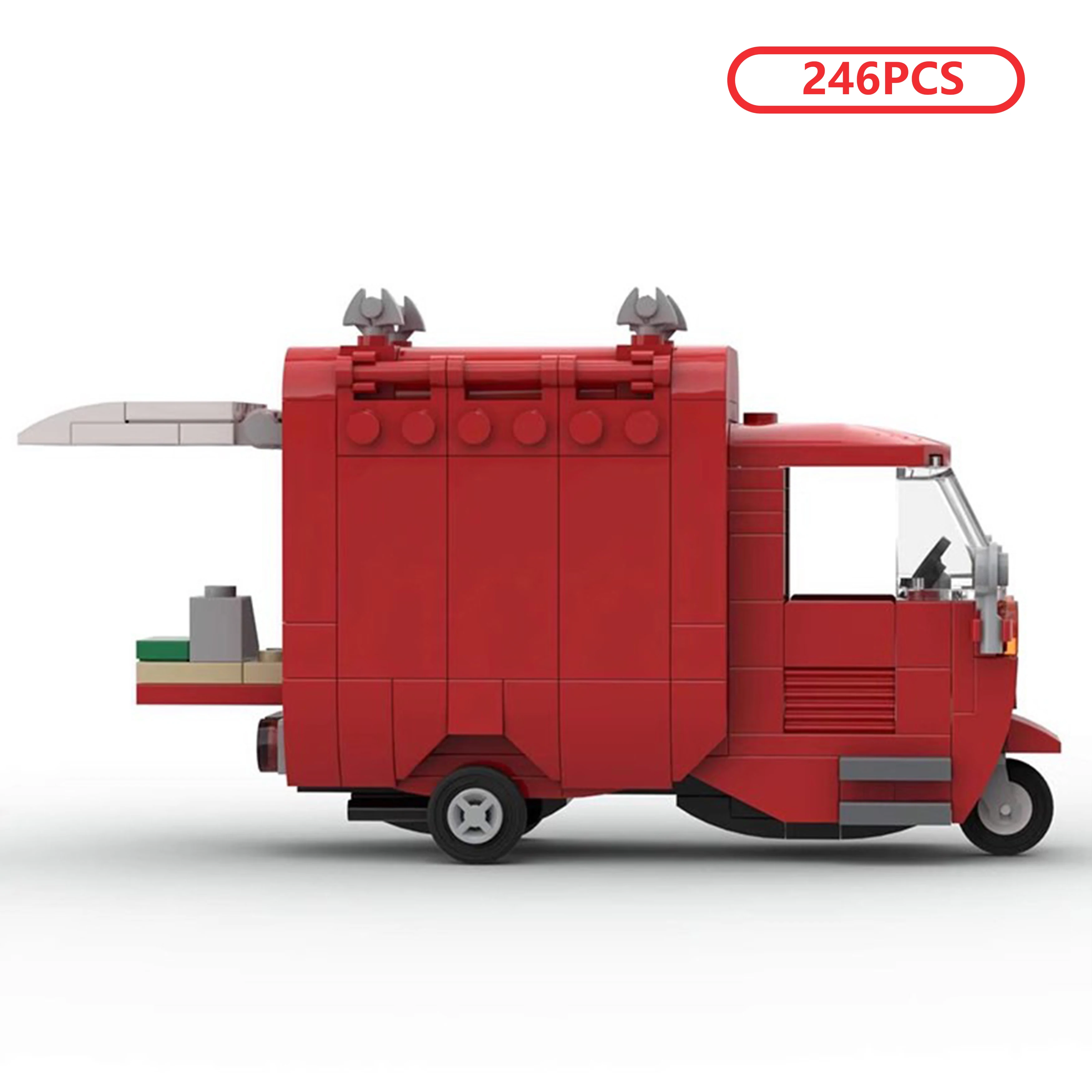مجموعة نماذج السيارة DIY MOC Christmas Coffee Tuk-Tuk، لعبة مكعبات البناء الصغيرة الإبداعية، هدية العيد للأطفال والجامعات