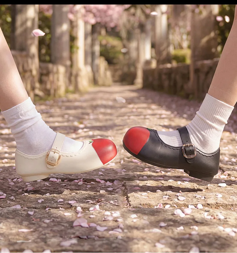 Neue süße Apple Mary Jane Schuhe für Damen mit Schnallenverschluss, runder Zehenpartie, lässige Sommersandalen, wasserdicht, geruchsneutral, EVA-Flachschuhe für Frauen. – Detail 12