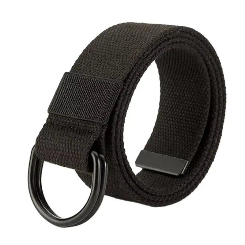 

New Casual Fashion Multi Style 3.8cm Long Double Ring Buckle Canvas Men's and Women's Belt