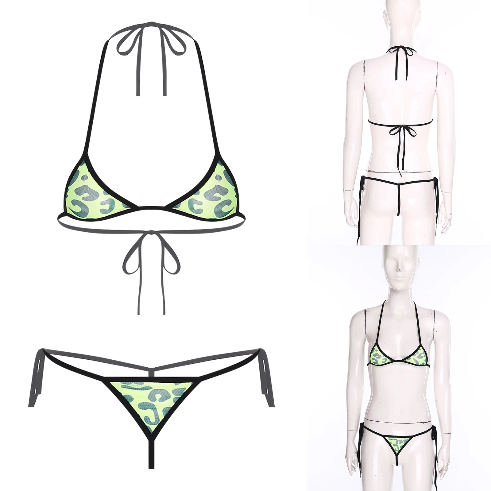 

Женские сексуальные комплекты микро бикини с лямкой на шее, бюстгальтер на шнуровке и стринги с Т-образной спинкой, купальник для вечеринки у бассейна, пляжная одежда для свиданий, ночное белье
