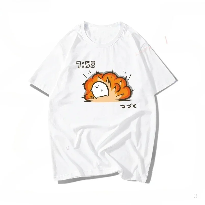 Japan Kanji Printed T Shirt Summer Hipster Streetwear Funny Slogan I'm Late for Work T-shirt Humor Vintage Aesthetic Clothes