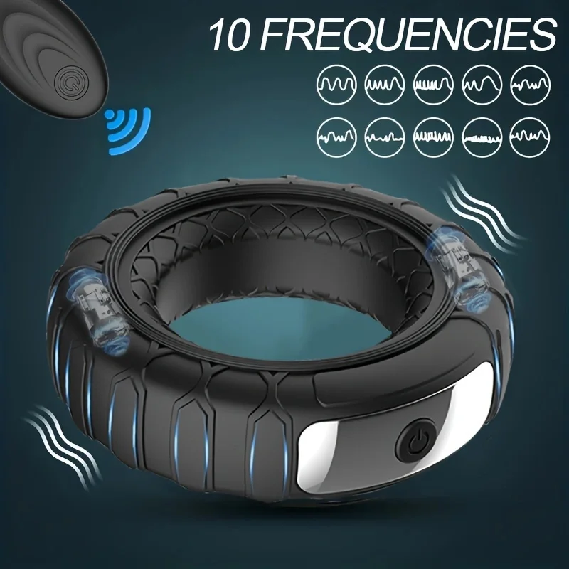 Rechargeable 10 Speeds Silicone Vibration Lock Fine Rings Male Time Delay Masturbatior Vibrating Massage Penis Ring For Couple