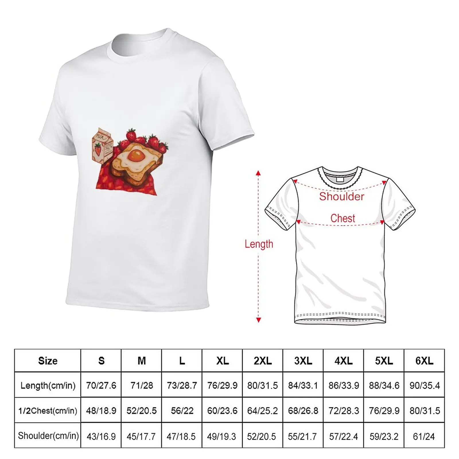 Egg Toast, Milk, and Strawberries T-Shirt graphic t shirt heavyweight t shirts sweat shirts mens tall t shirts