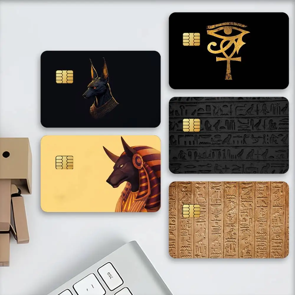 Ancient Egypt hieroglyph Credit Decorative Card Stickers Suitable For Bank Cards Metro Transit Anti-scratch Gift 4PCS