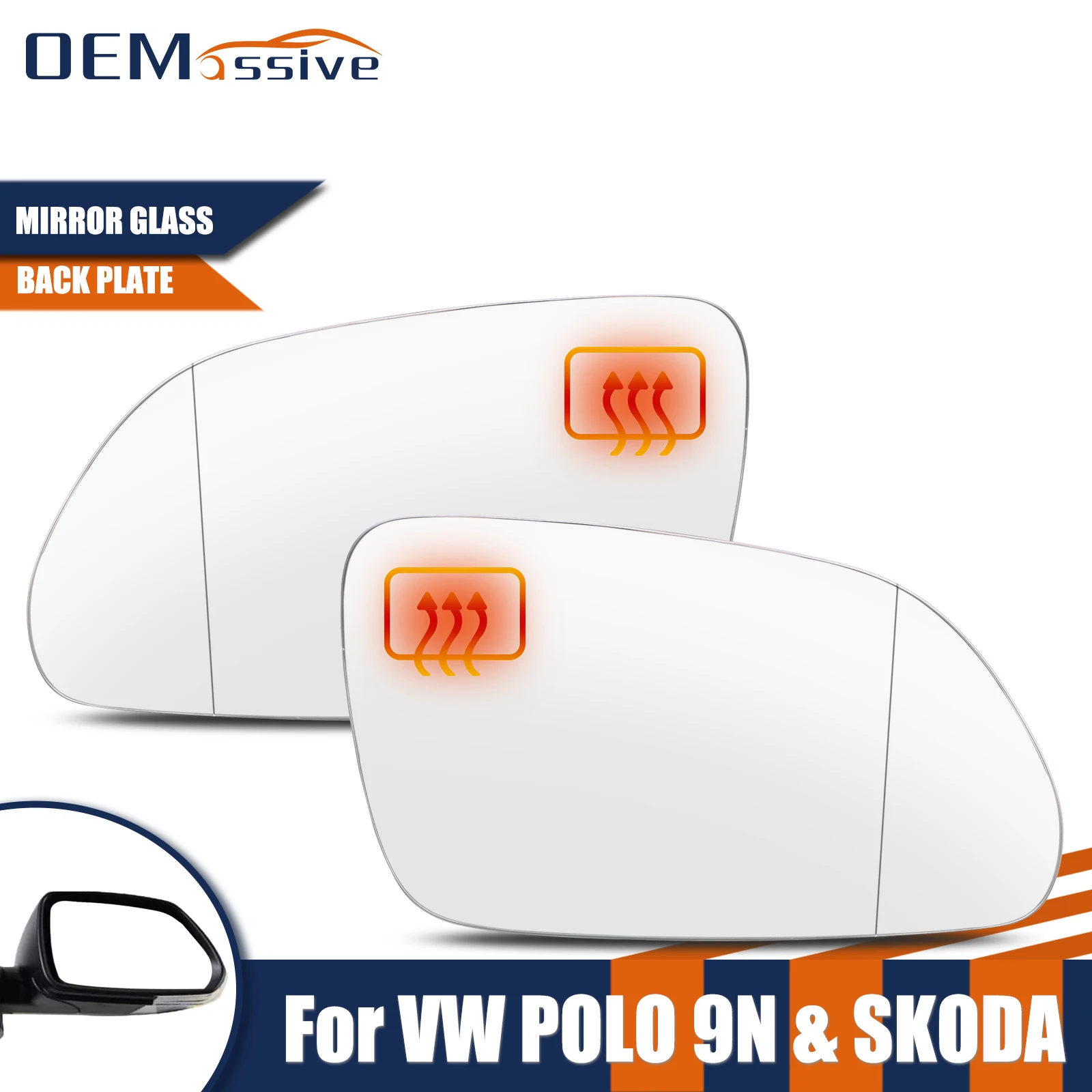 

For Skoda Octavia MK2 A5 2004-2009 VW Polo 9N 9N3 Facelift 2005-2009 Car Door Side Mirror Glass Wing Rearview Convex Heated