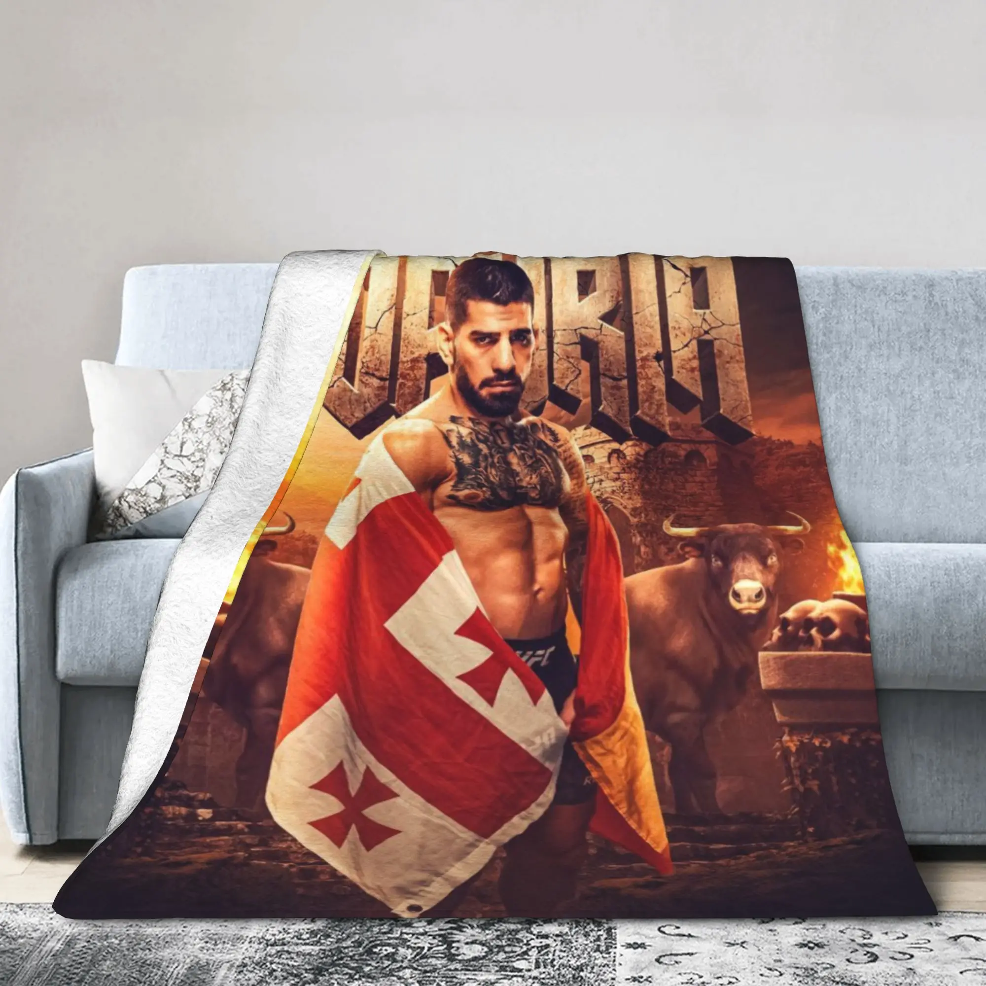 Ilia Topuria Wrestling Wrestler Accessories Blankets Ultra-Soft Fleece  Throw Blankets Cozy Bedspreads